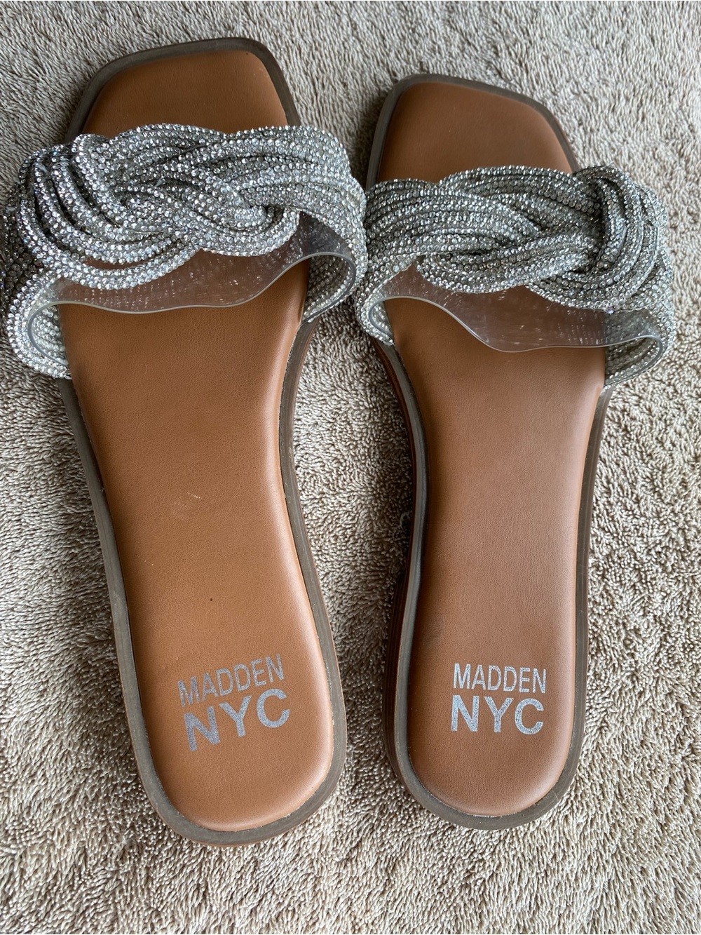 Madden NYC rhinestone Slide Sandals 8